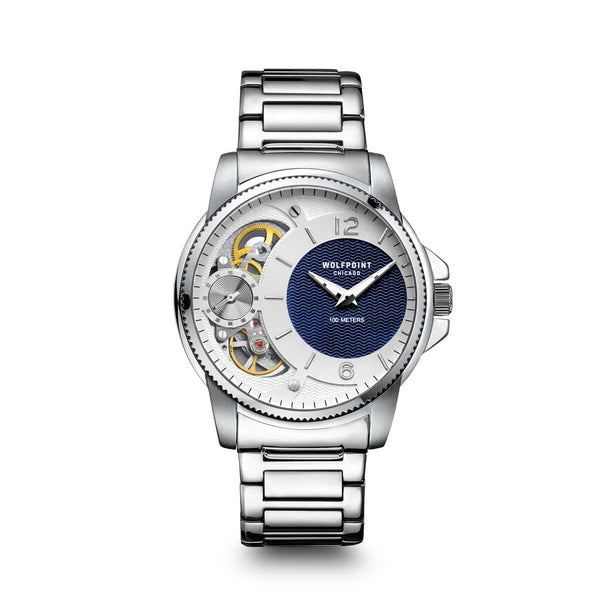 Wolfpoint Men's Watches | Duel Movement | Silver Bracelet